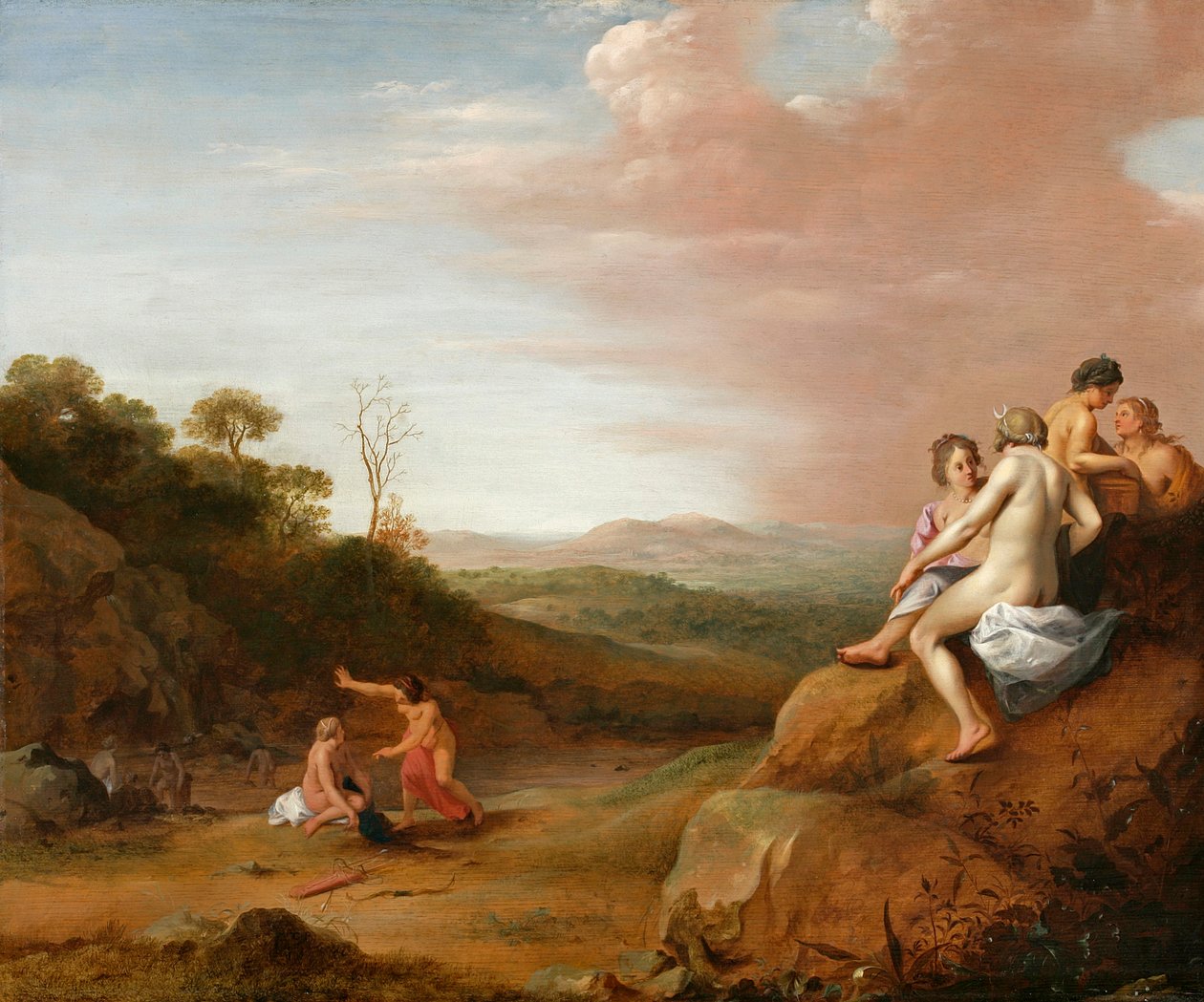 Diana e suas ninfas com a descoberta de Callisto de Cornelis van Poelenburgh or Poelenburch