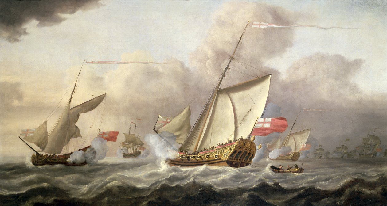 O iate real &39;Mary&39; troca de saudações, século XVIII de Cornelis van de Velde
