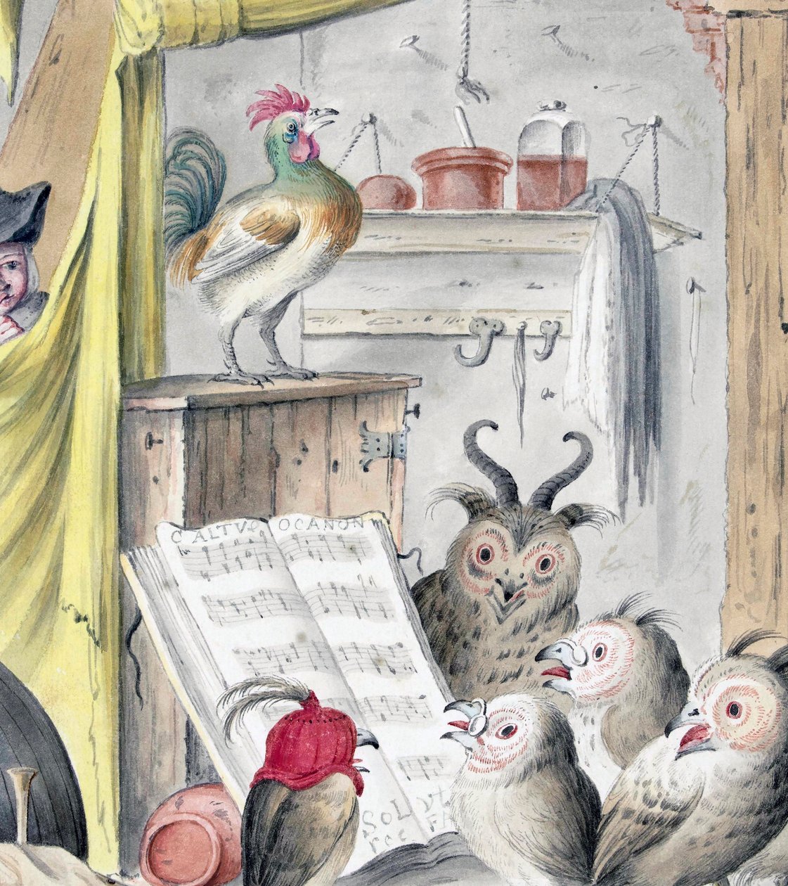 Concerto de aves (gravura) de Cornelis (after) Saftleven