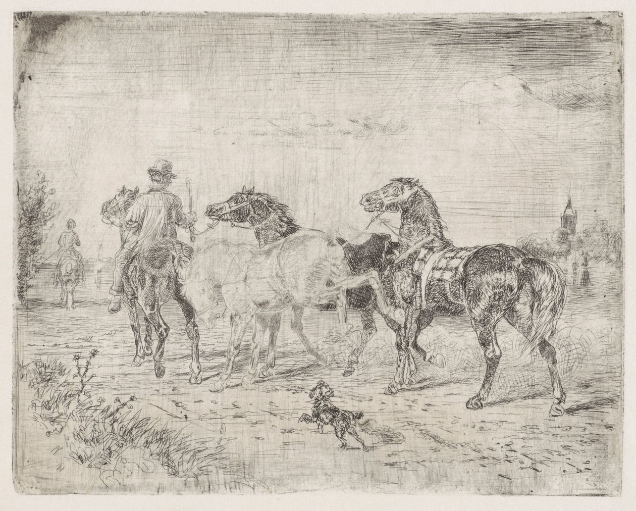 Cavaleiros com cavalos de Cornelis Albertus Johannes Schermer