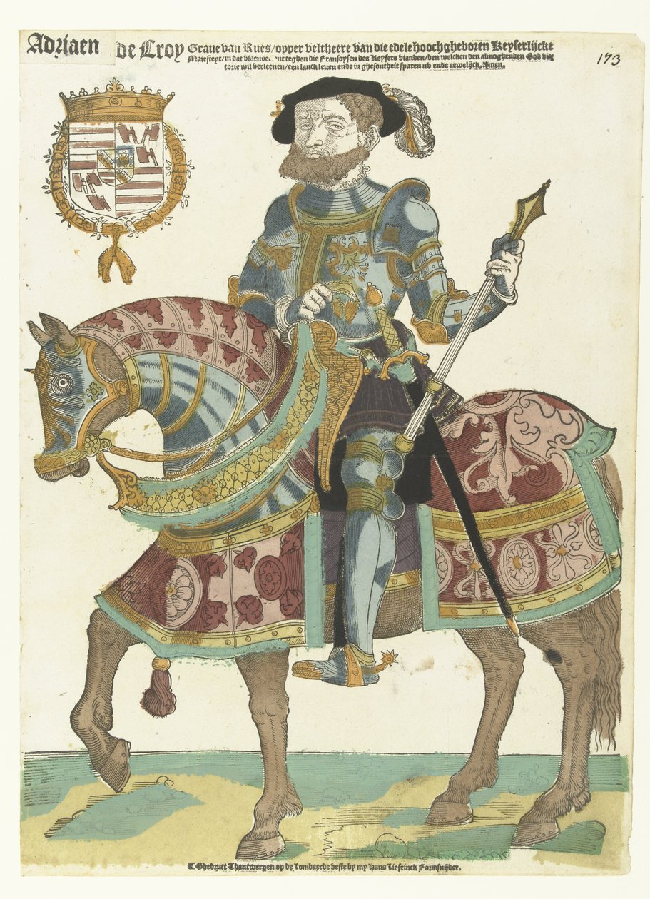 Retrato de Adriaen de Croy a cavalo de Cornelis Anthonisz. (manner of)