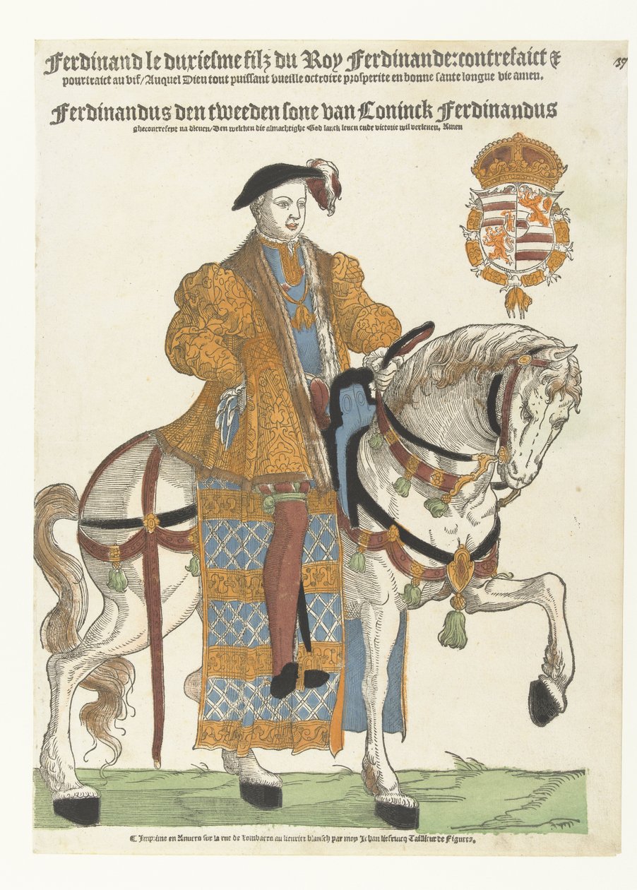 Retrato de Fernando do Tirol a cavalo de Cornelis Anthonisz. (manner of)