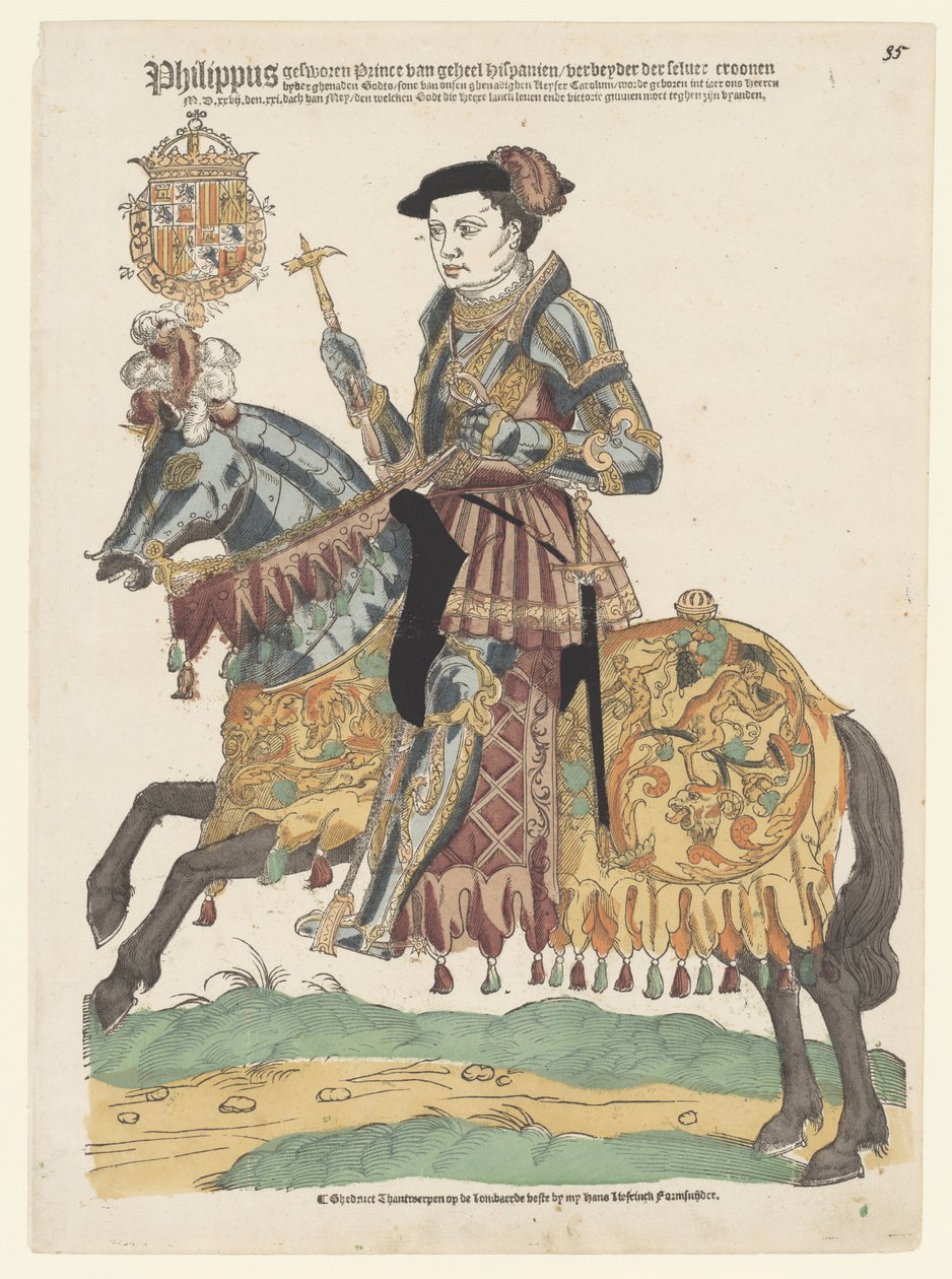 Retrato de Filipe II a cavalo de Cornelis Anthonisz. (manner of)