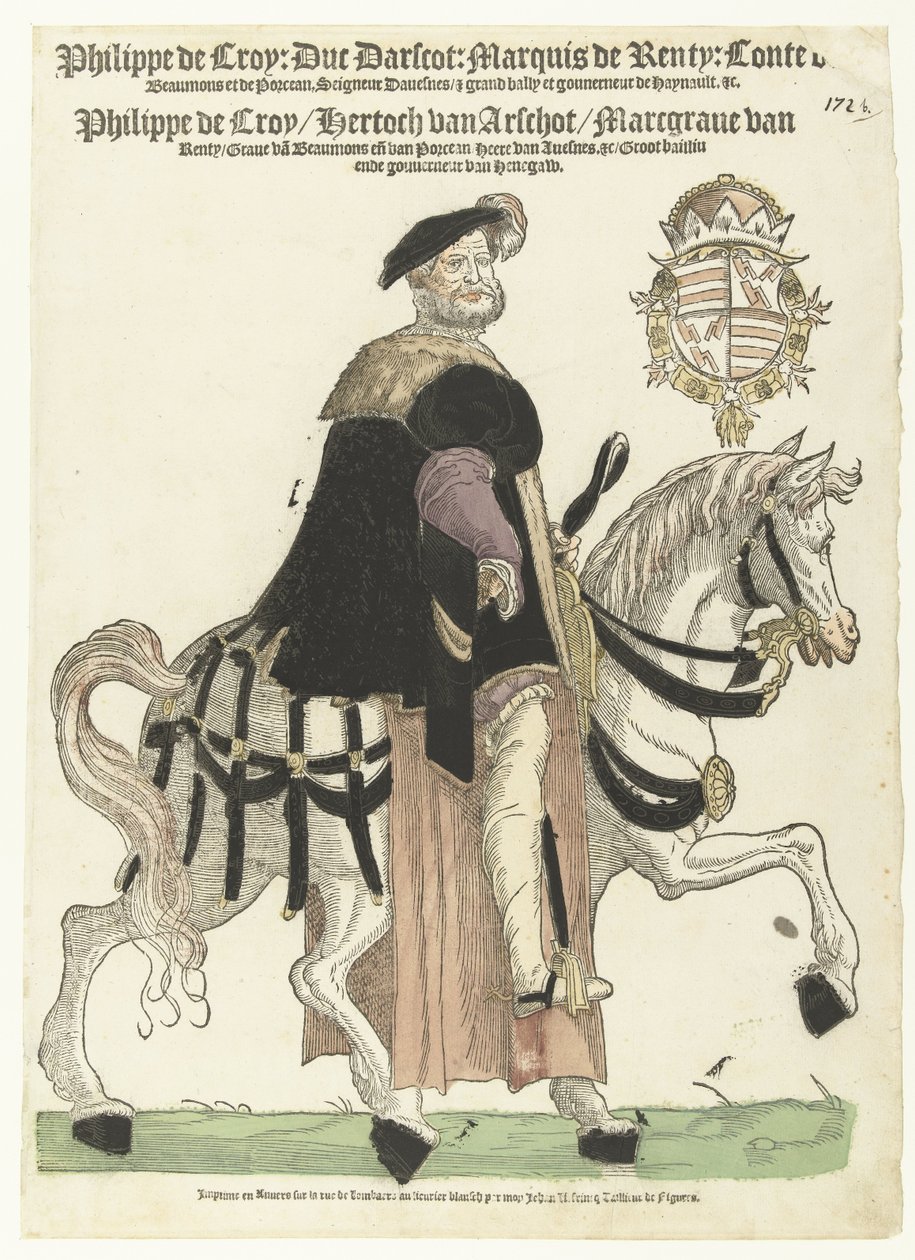 Retrato de Philip de Croy a cavalo de Cornelis Anthonisz. (manner of)