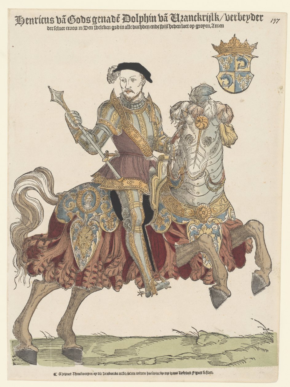 Retrato de Henrique II da França a cavalo de Cornelis Anthonisz. (manner of)