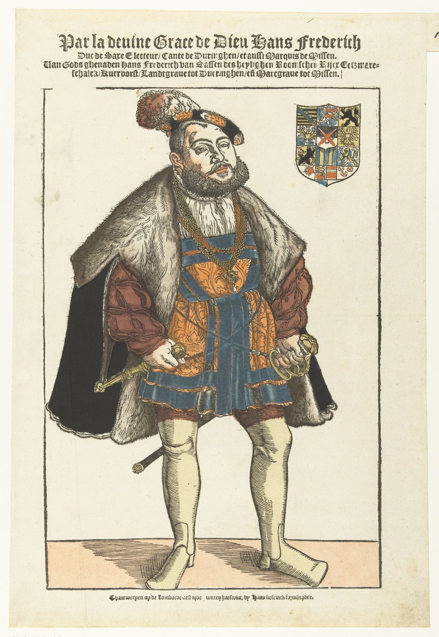 Retrato de Johan Frederick da Saxônia de Cornelis Anthonisz. (manner of)