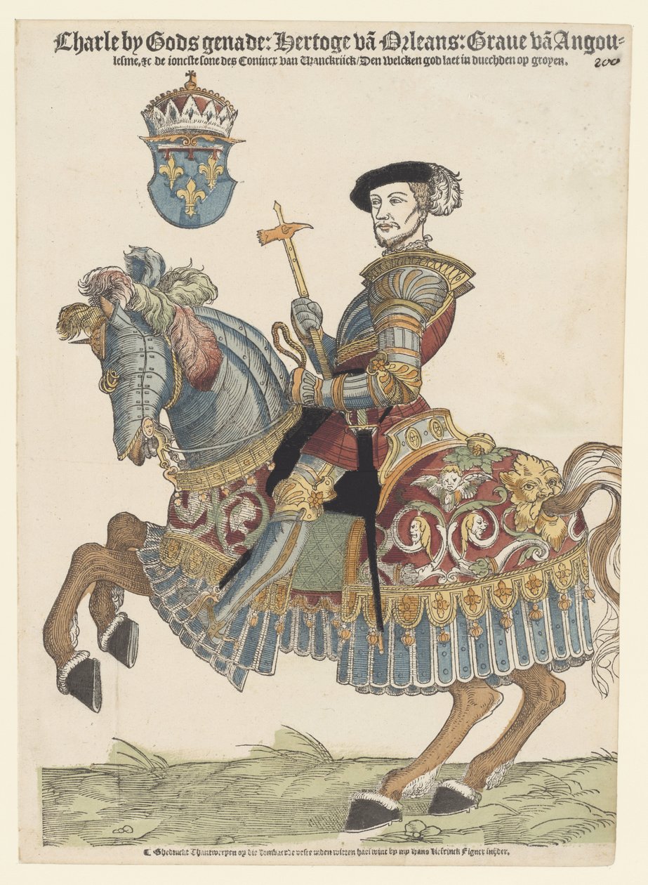 Retrato de Carlos de Orleães a cavalo de Cornelis Anthonisz. (manner of)