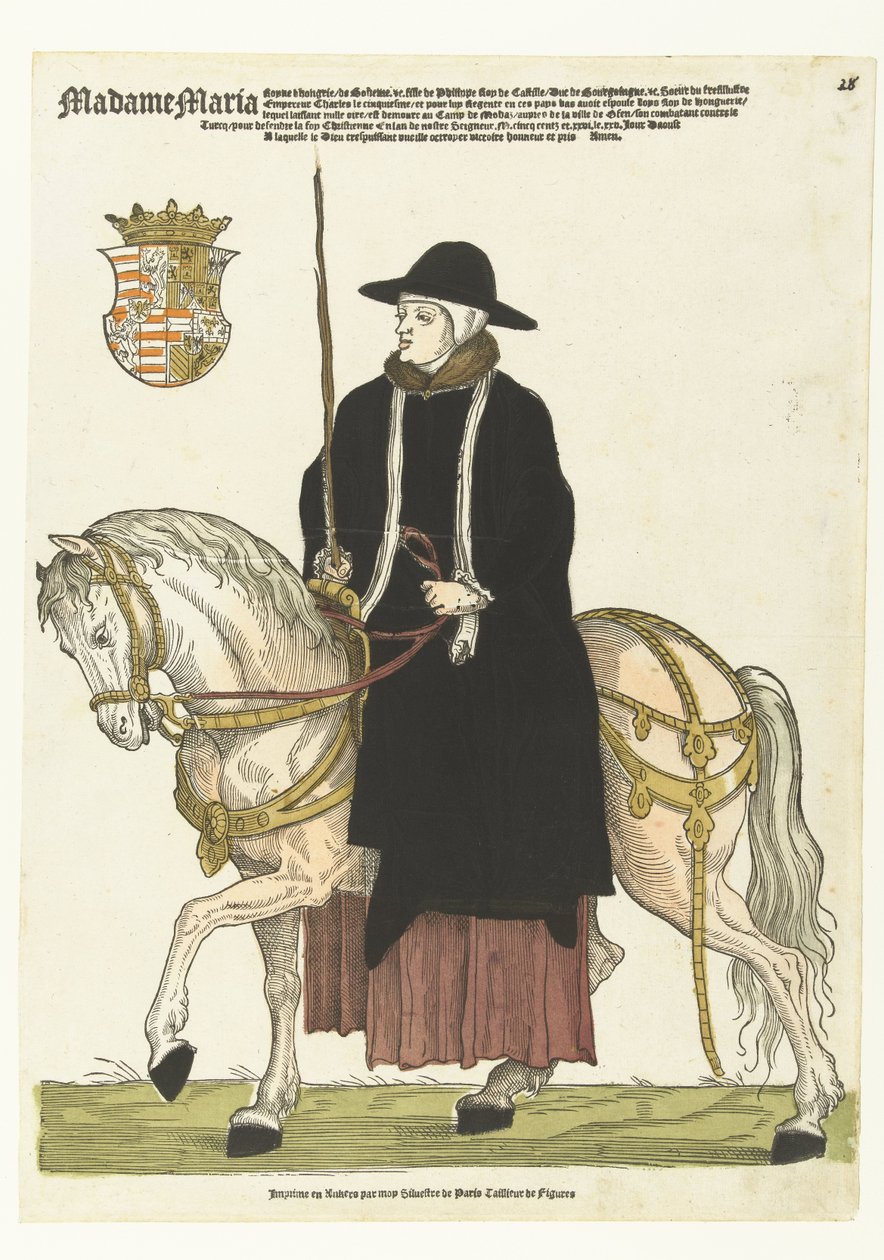 Retrato de Maria da Hungria a cavalo de Cornelis Anthonisz. (manner of)