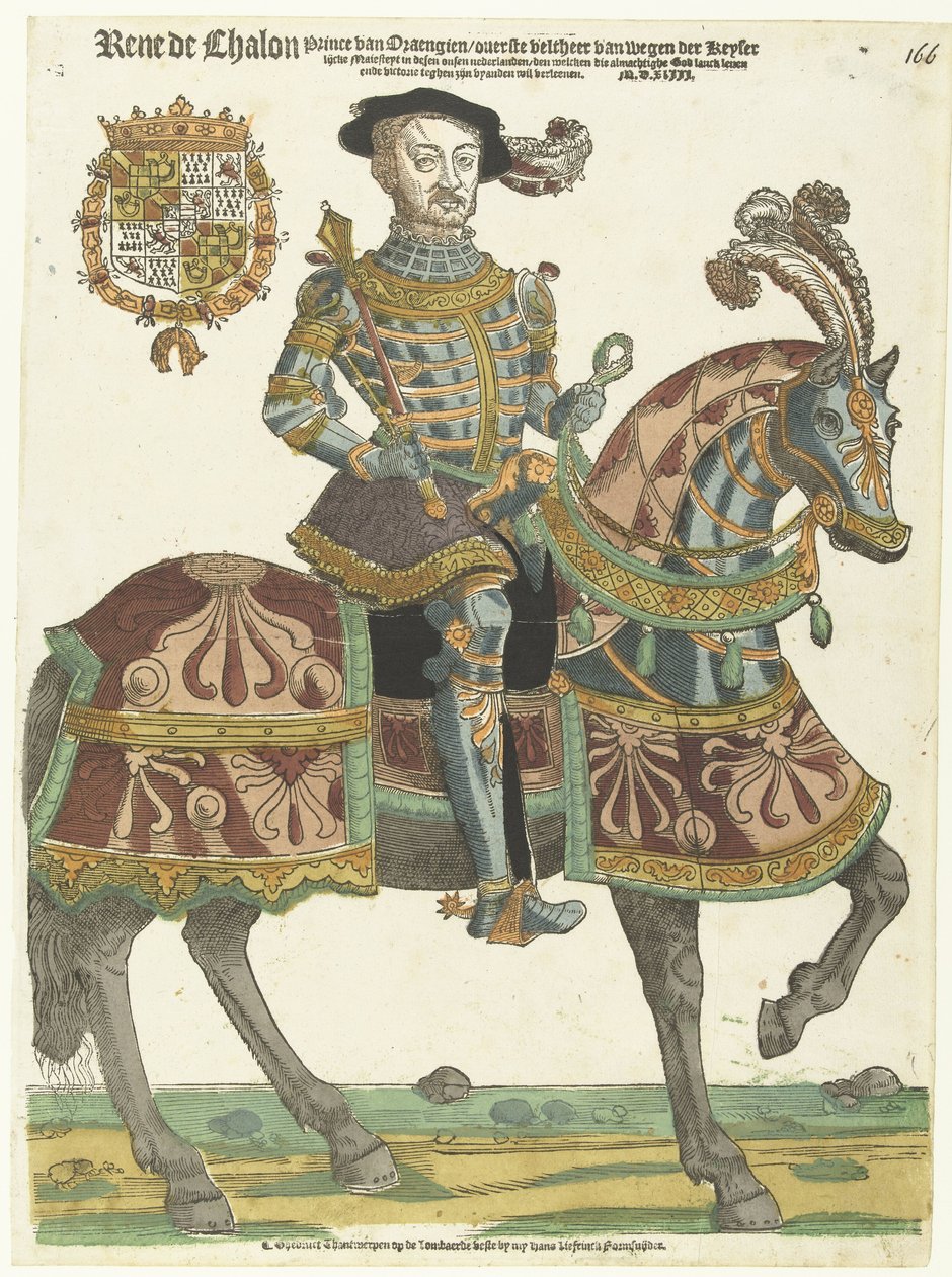 Retrato de René de Châlon a cavalo de Cornelis Anthonisz. (manner of)