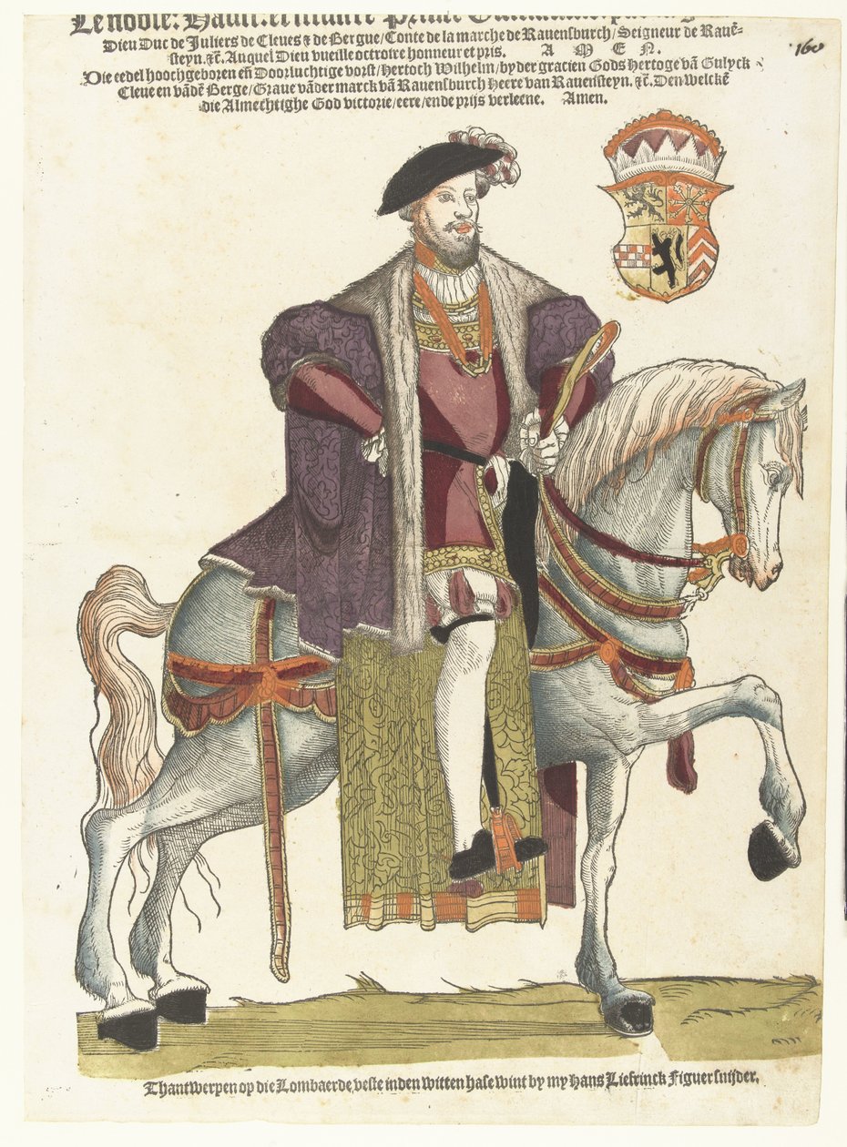Retrato do Duque Willem van Cleves, Jülich e Berg, Conde de Mark, Senhor de Ravenstein a cavalo de Cornelis Anthonisz. (manner of)