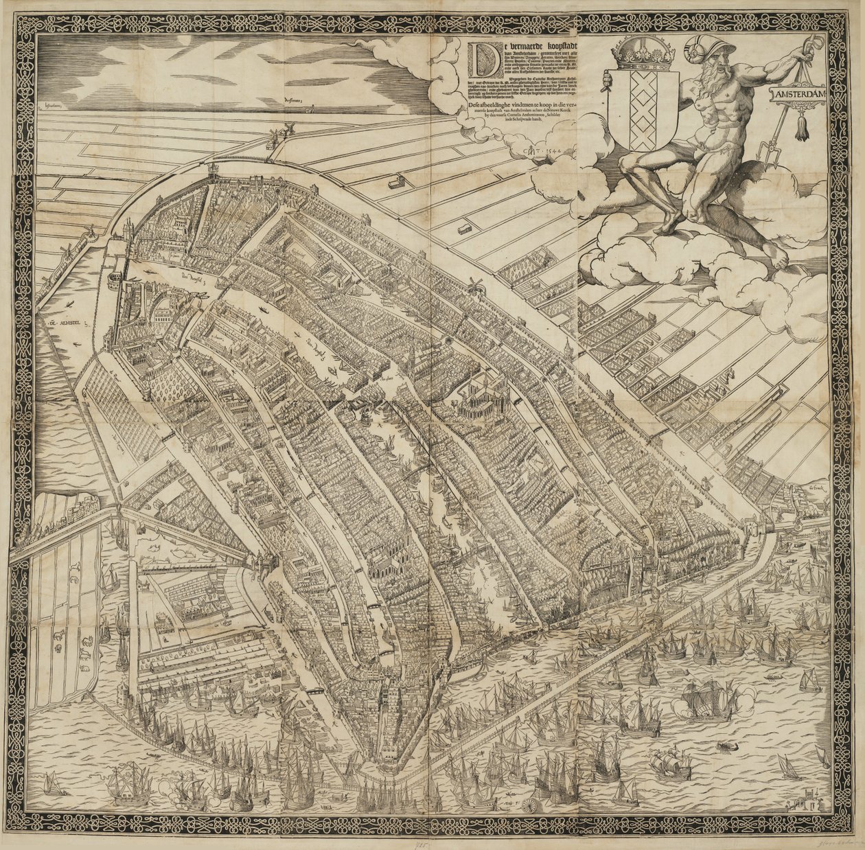 Alemão: Die berühmte Handelsstadt Amsterdam
Neerlandês: De vermaerde koopstadt van Amstelredam de Cornelis Anthonisz.