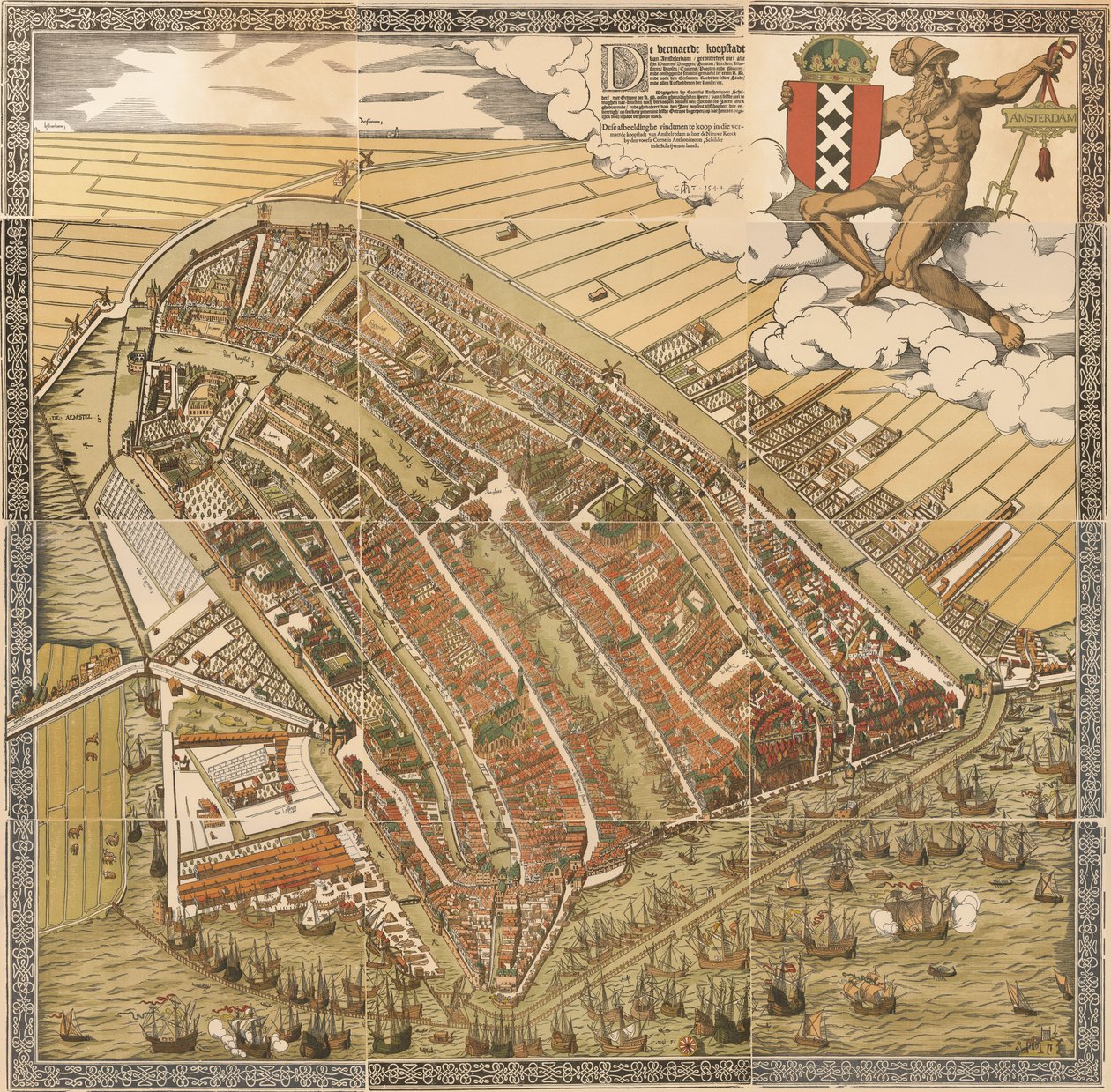 O Grande Mapa de Amesterdão em 1544 por Kornelis Antoniszoon... pertencente à quinta parte da história de Amesterdão / por J. Ter Gouw, fotografado segundo o original... de Cornelis Anthonisz.