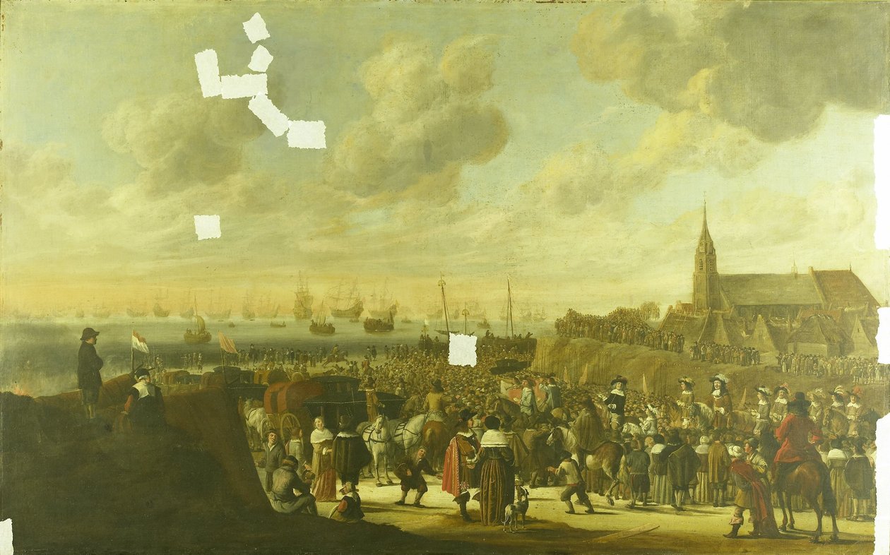 A partida de Carlos II de Inglaterra de Scheveningen, 2 de Junho de 1660 de Cornelis Beelt