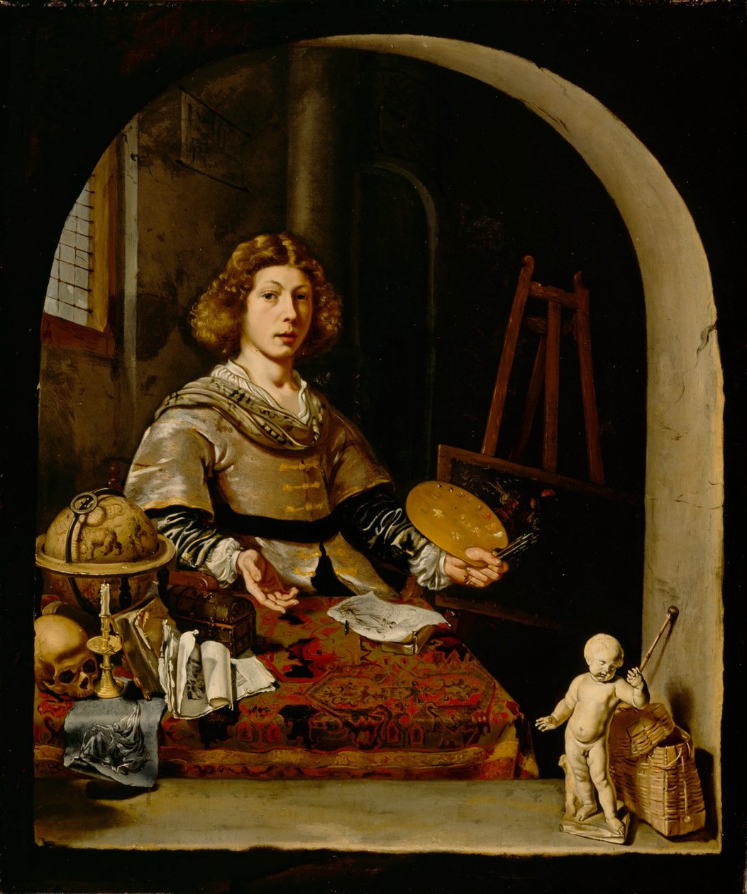 O artista no seu estúdio de Cornelis Bisschop