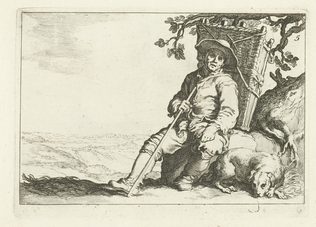 Um mascate de descanso 16 gravuras de diferentes séries de Cornelis e Frederik Bloemaert (título da série) de Cornelis Bloemaert (II)