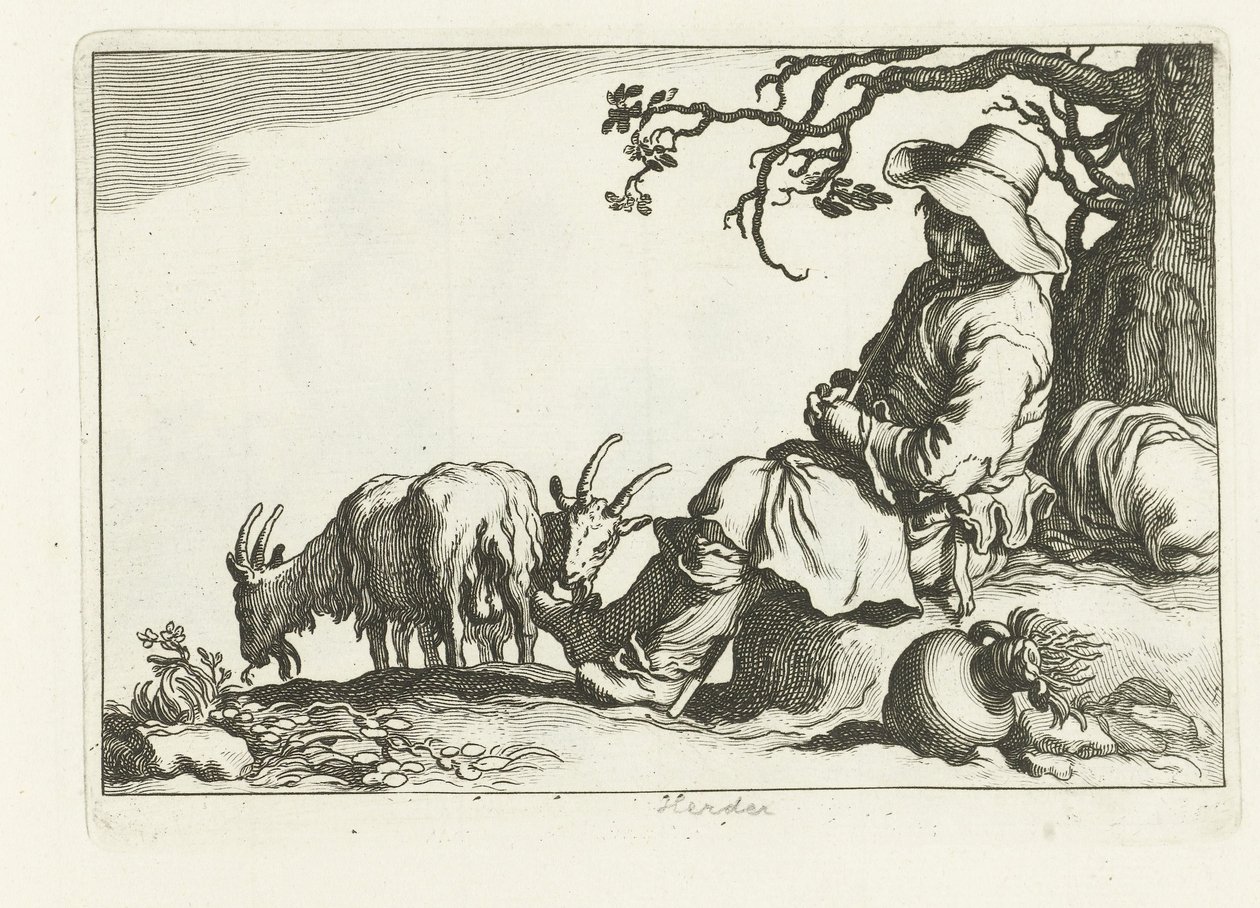 pastor de cabras 16 gravuras de diferentes séries de Cornelis e Frederik Bloemaert (título da série) de Cornelis Bloemaert (II)