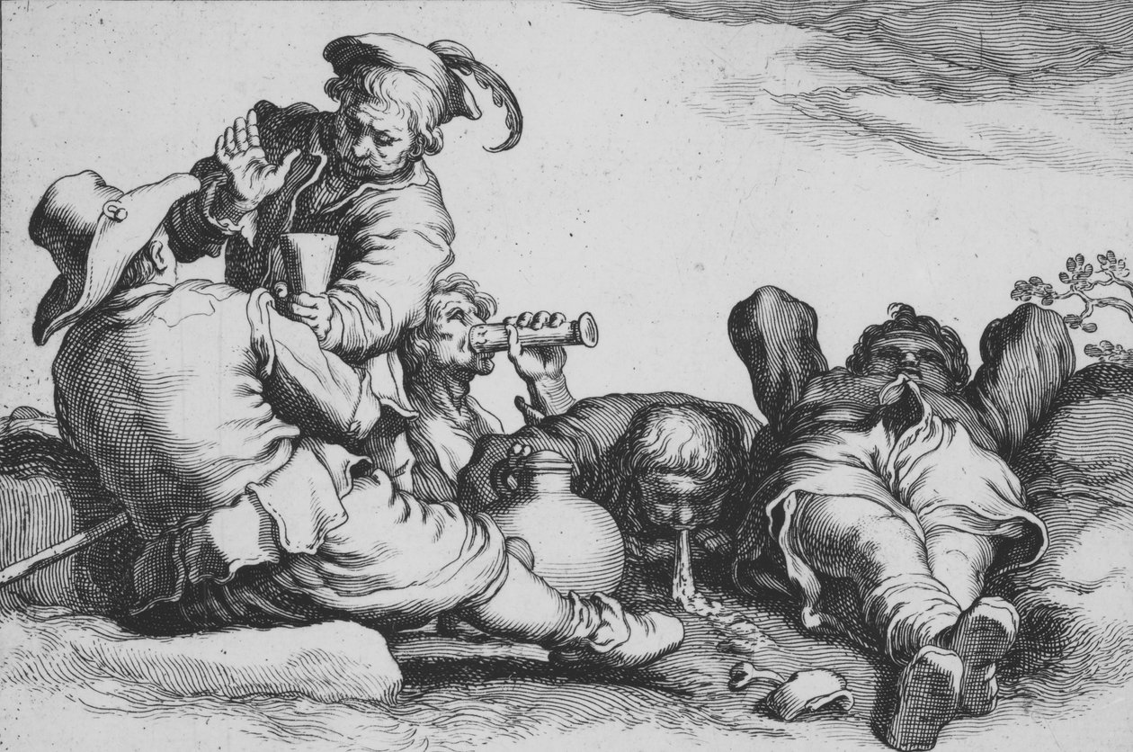 Beber Camponesa, da série Dezesseis Assuntos Camponeses, século XVII. de Cornelis Bloemaert