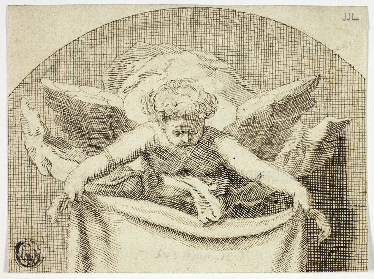 Putto Holding Sudarium de Cornelis Bloemaert