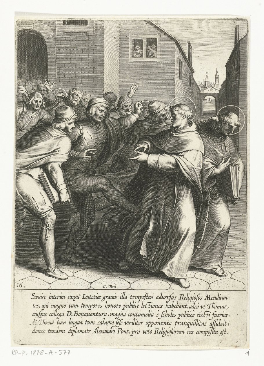 Tomás e São Boaventura são expulsos da universidade
A vida de São Tomás de Aquino (título da série) de Cornelis Boel