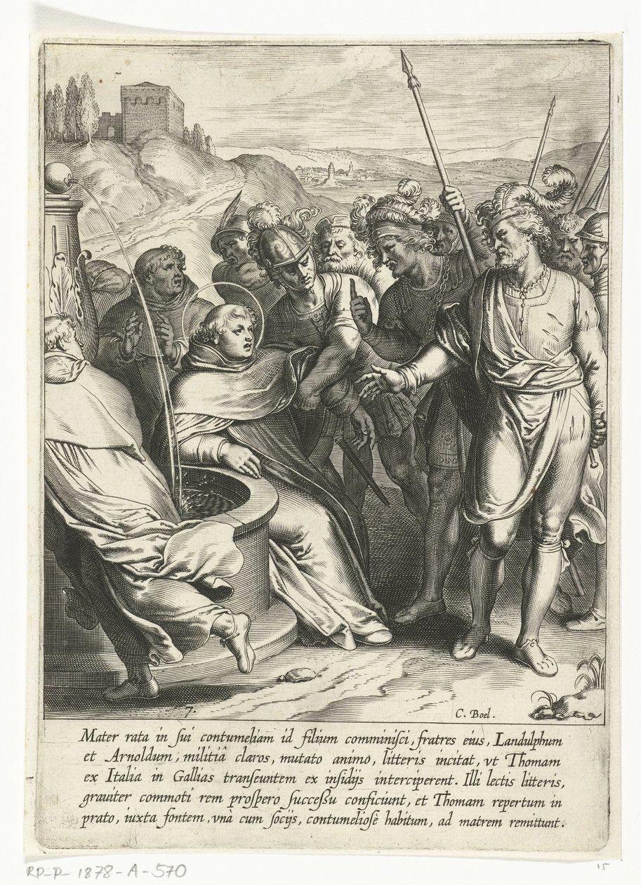 Thomas é sequestrado por seus irmãos A Vida de São Tomás de Aquino (título da série) de Cornelis Boel