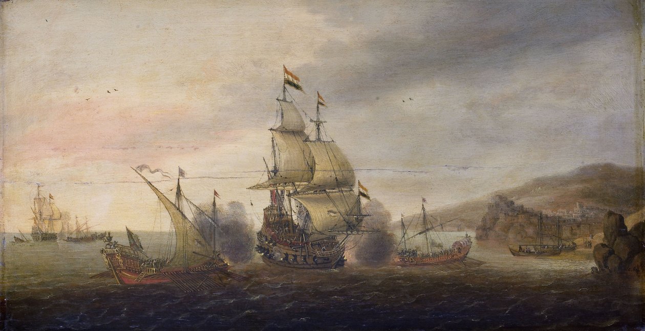 Batalha naval entre os homens de guerra holandeses e os Galeys espanhóis de Cornelis Bol