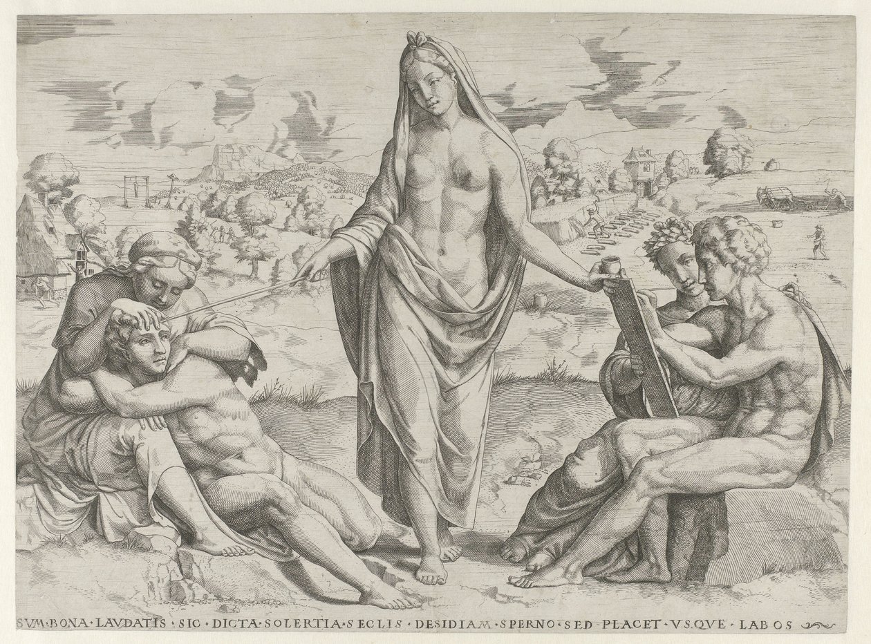 A ingenuidade recompensa a diligência e castiga a preguiça de Cornelis Bos (attributed to)