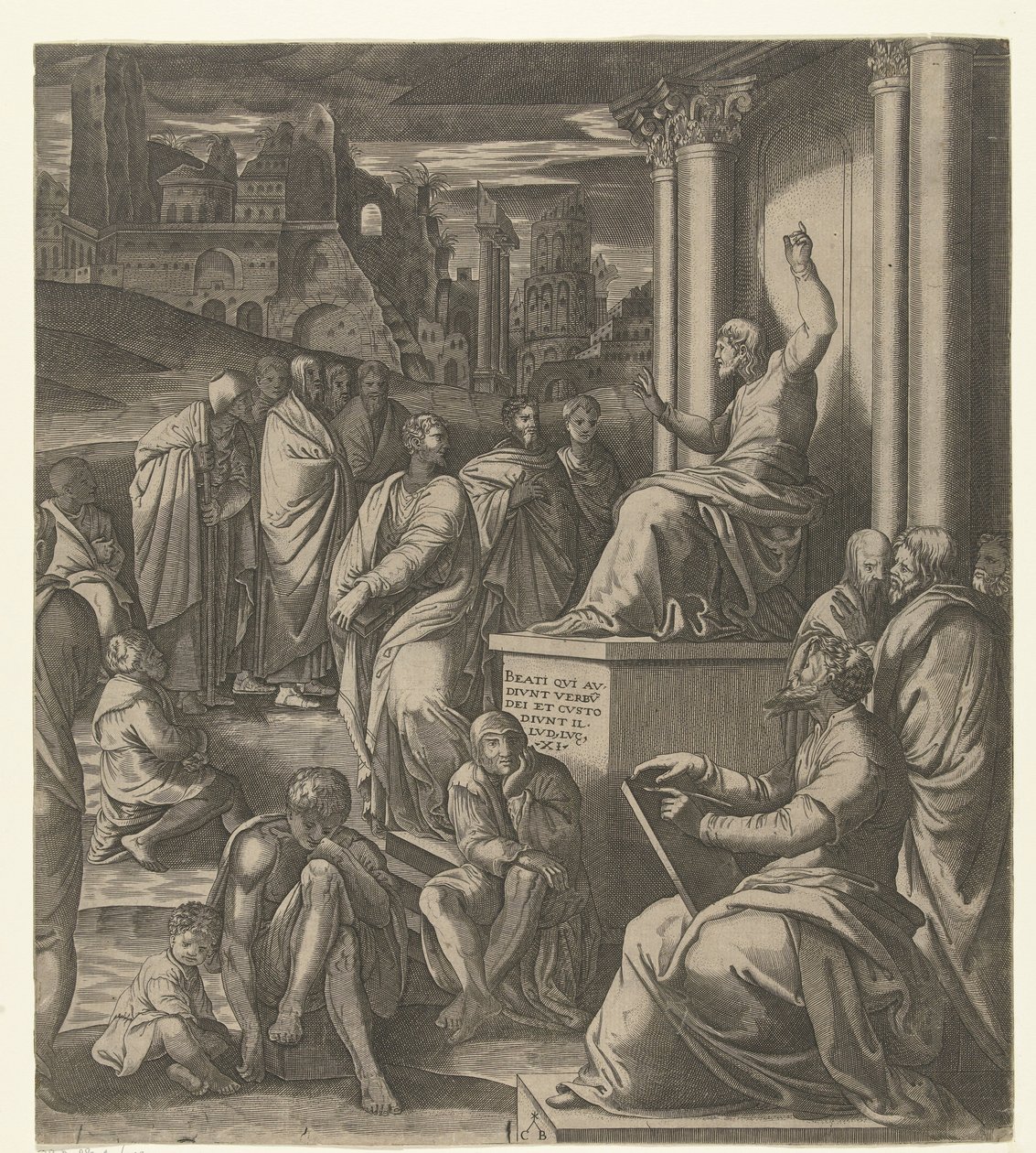 Cristo prega ao povo de Cornelis Bos (possibly)