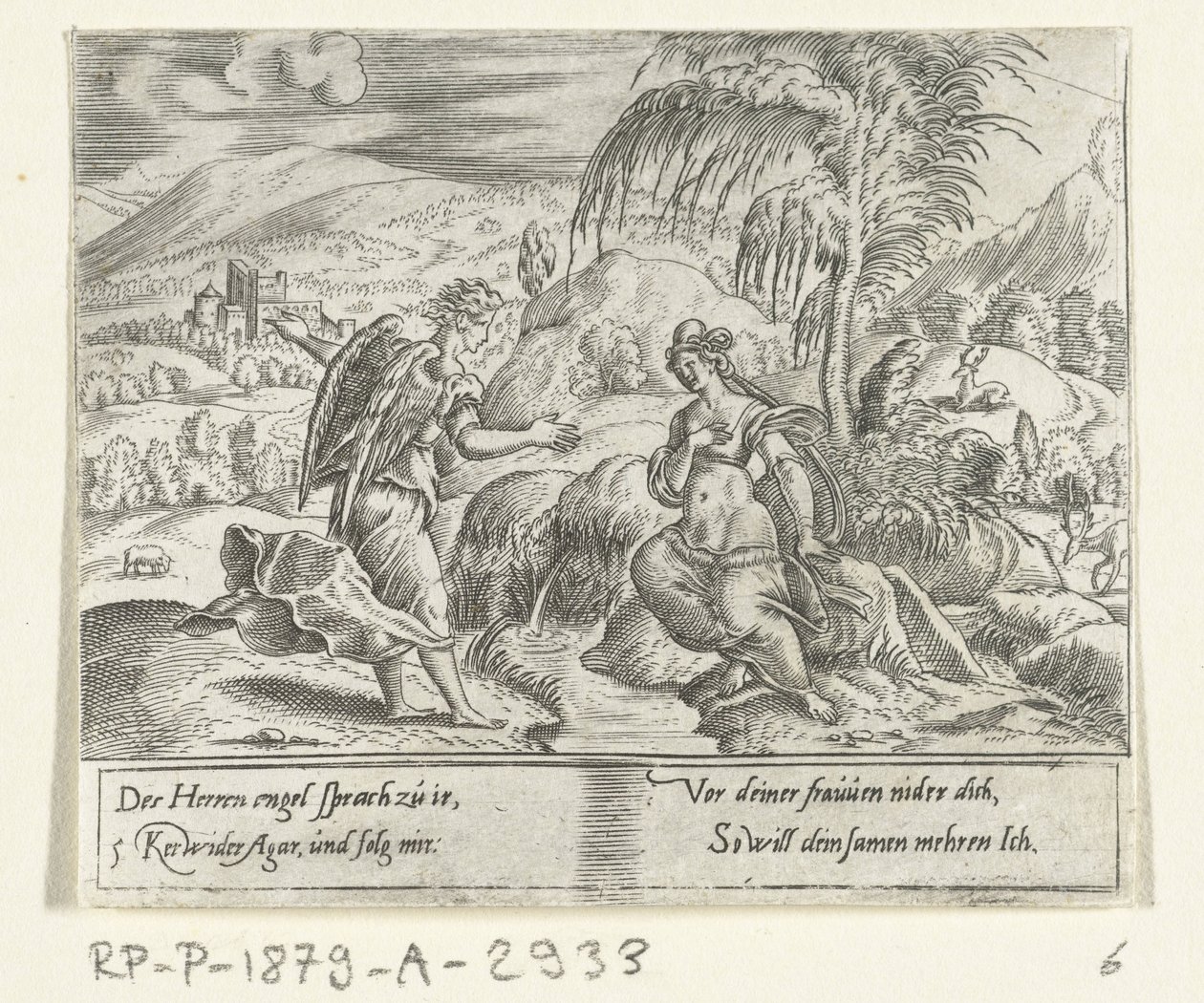 Um anjo leva Hagar de volta A Vida de Abraão (título da série) de Cornelis Bos