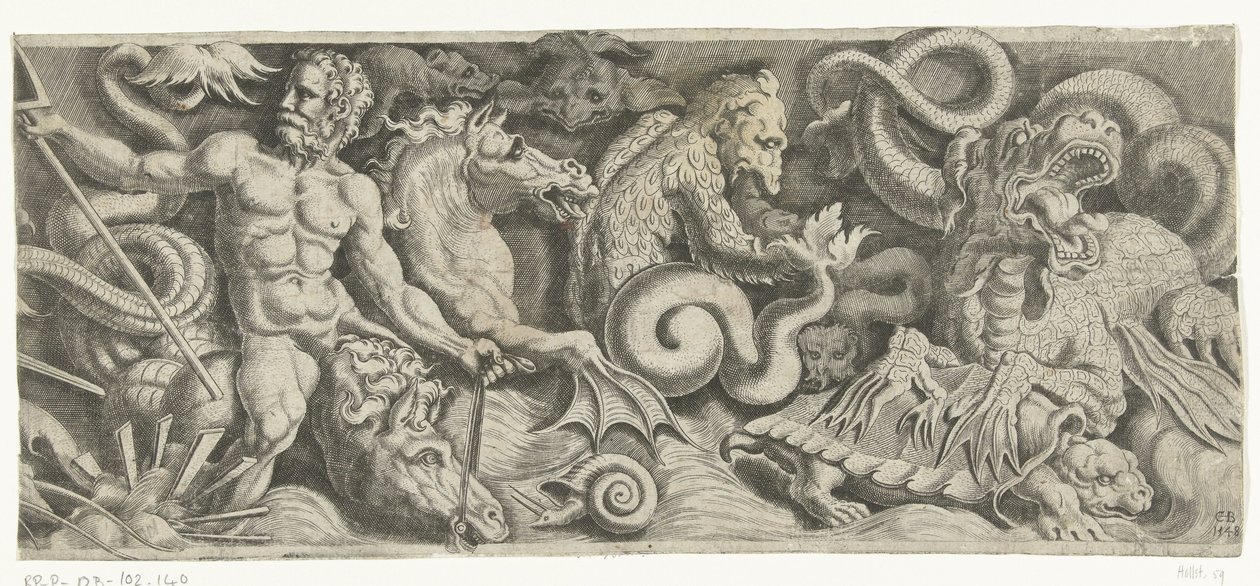 Friso com o triunfo de Neptuno, prato da direita de Cornelis Bos
