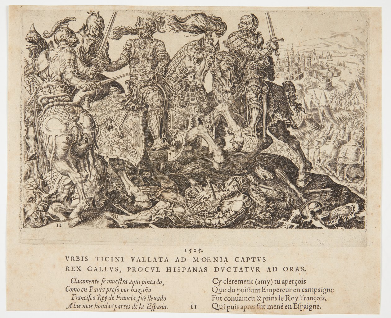 Rei Francisco I feito prisioneiro na Batalha de Pavia de Cornelis Bos