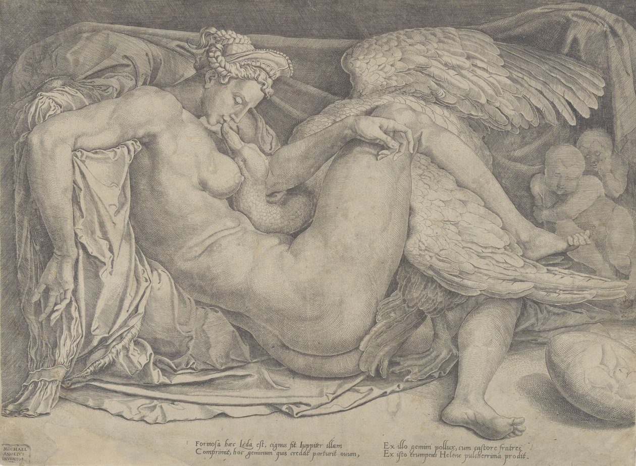 Leda e o Cisne, 1544-66. de Cornelis Bos