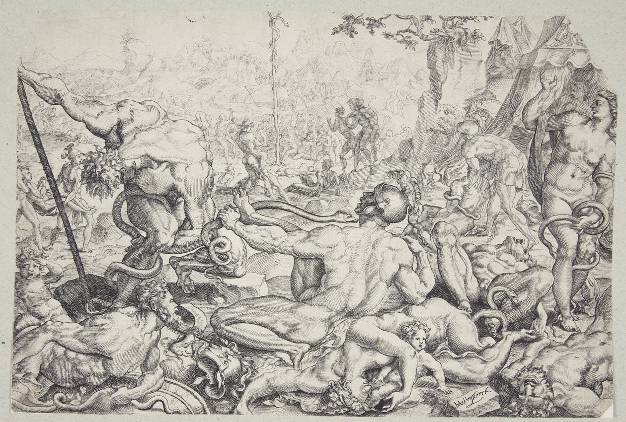 A serpente de bronze e o flagelo das serpentes ardentes de Cornelis Bos