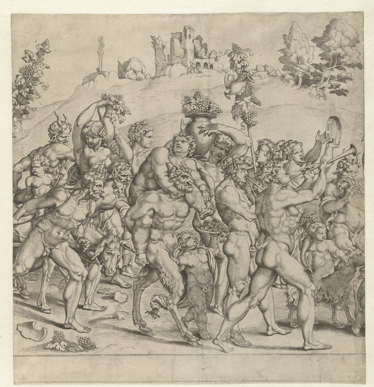 Triunfo de Bacchus, placa do meio de Cornelis Bos