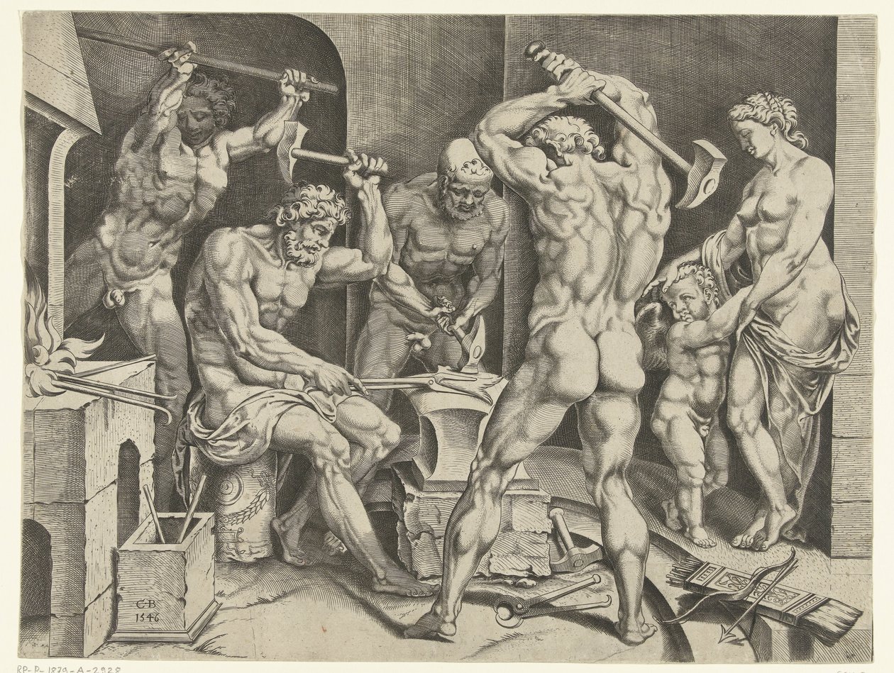 Vênus e Amor na Oficina de Vulcano de Cornelis Bos