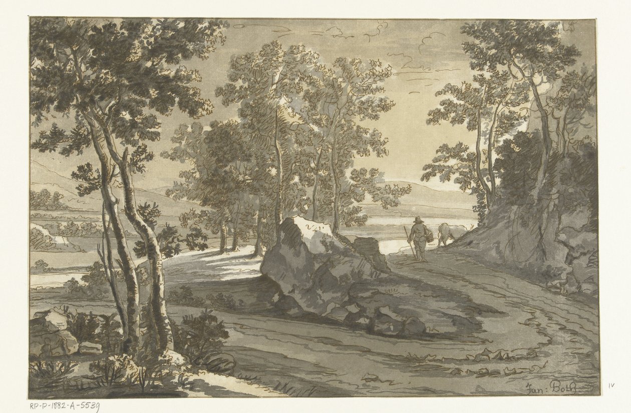 Paisagem arborizada com tropeiro de Cornelis Brouwer