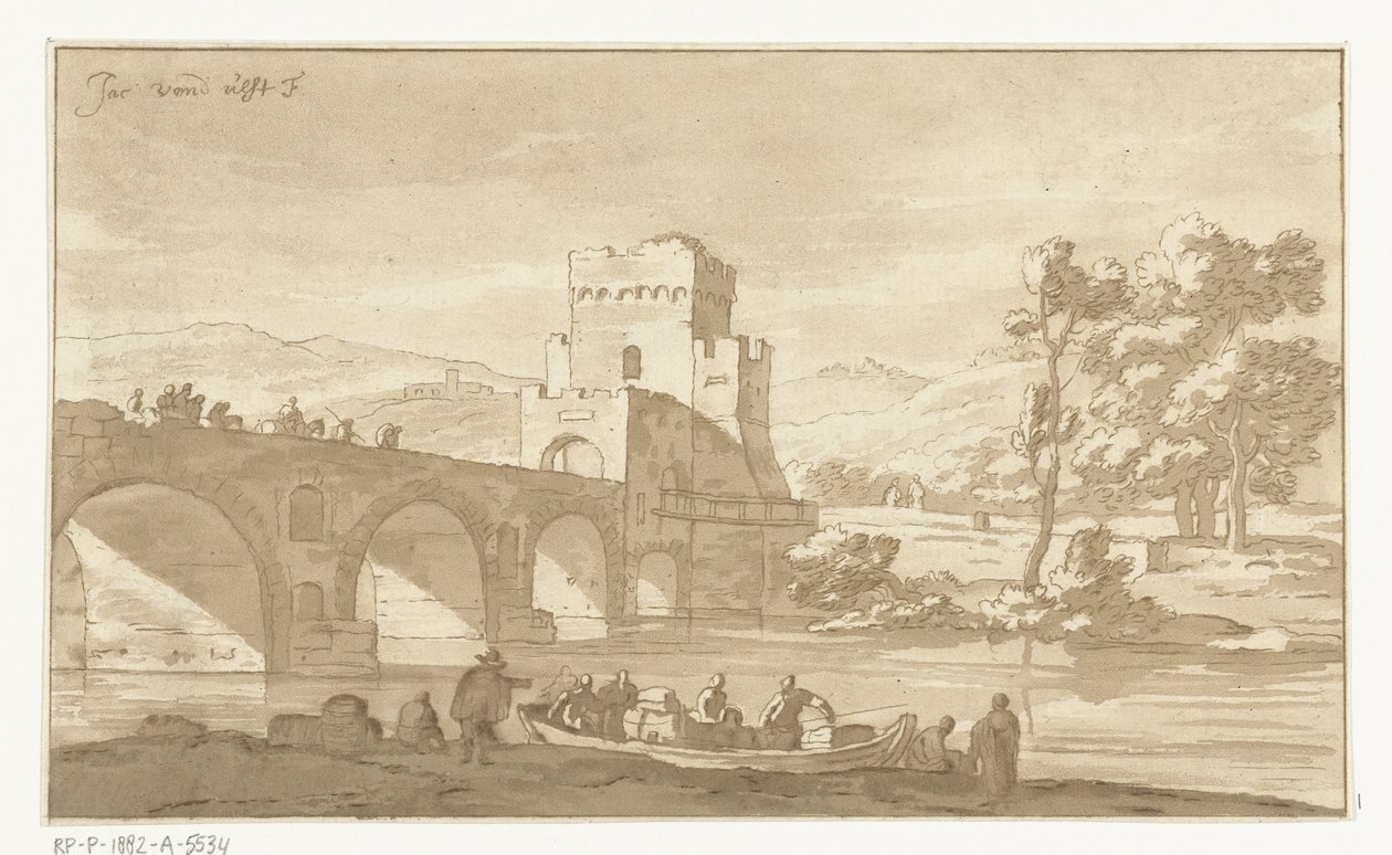 Ponte Molle perto de Roma de Cornelis Brouwer