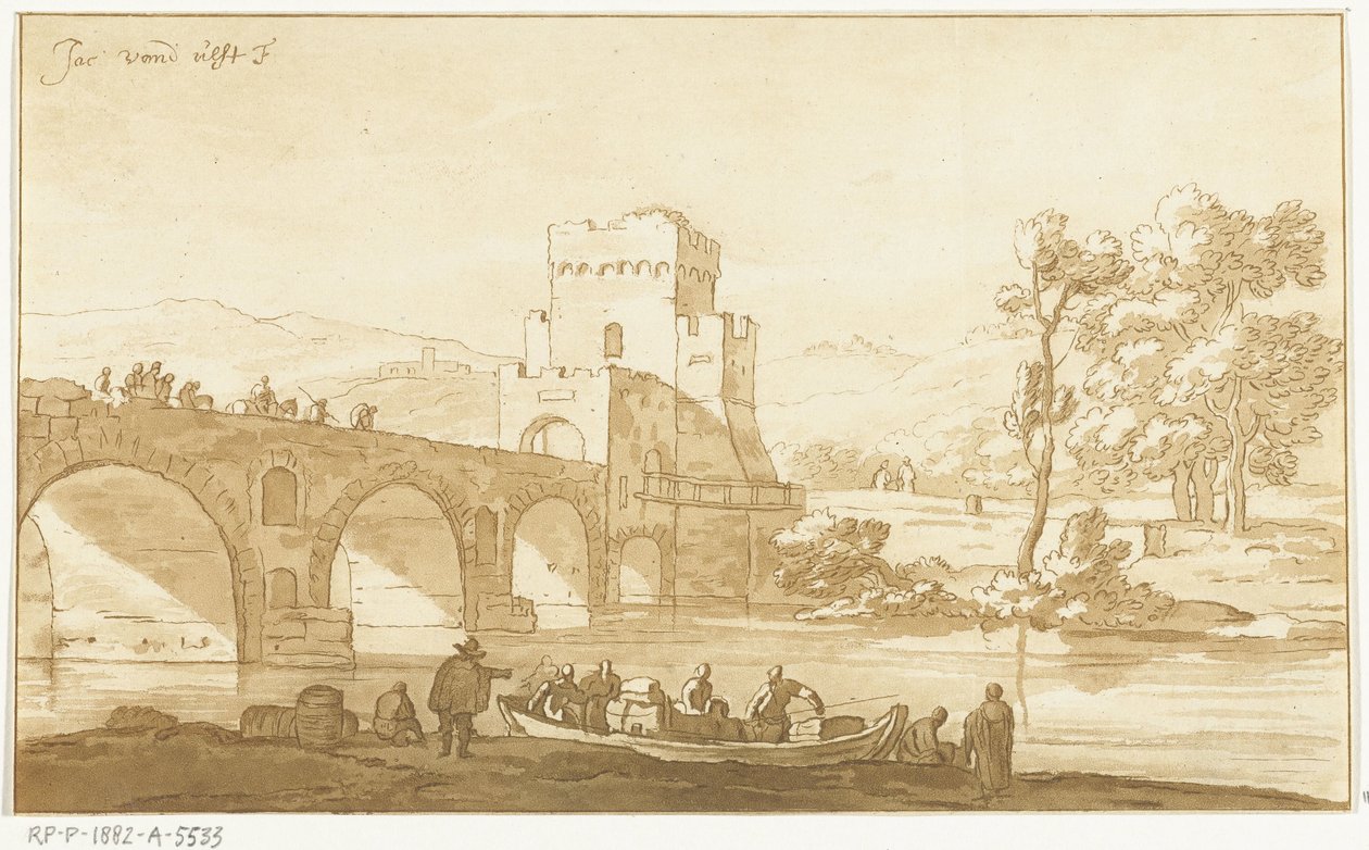Ponte Molle perto de Roma de Cornelis Brouwer