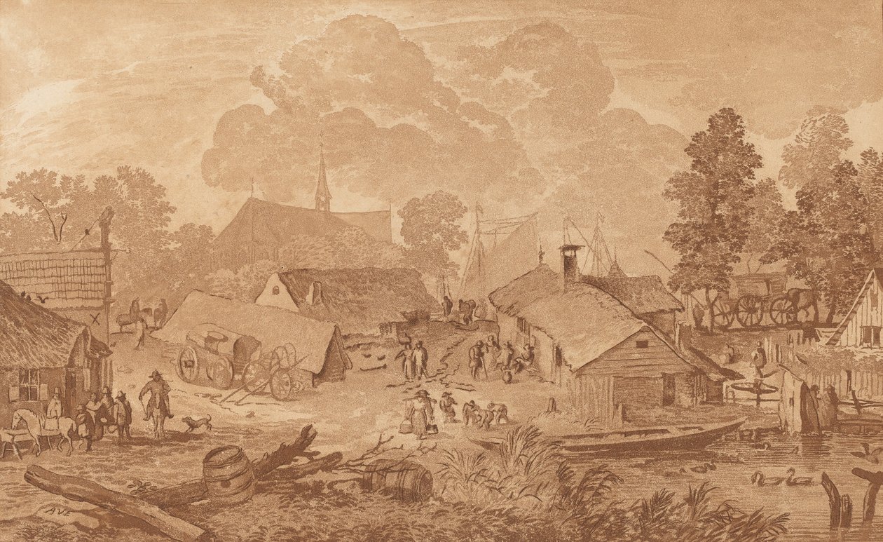 Aldeia com Lagoa, c. 1782. de Cornelis Brouwer
