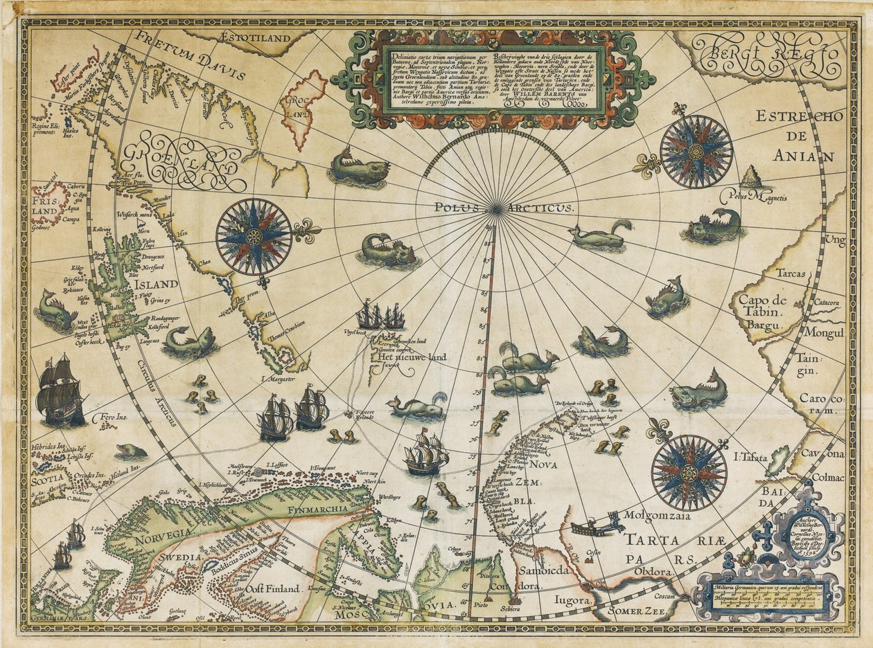 Mapa de Willem Barentsz Terceira Viagem, 1598 de Cornelis Claesz