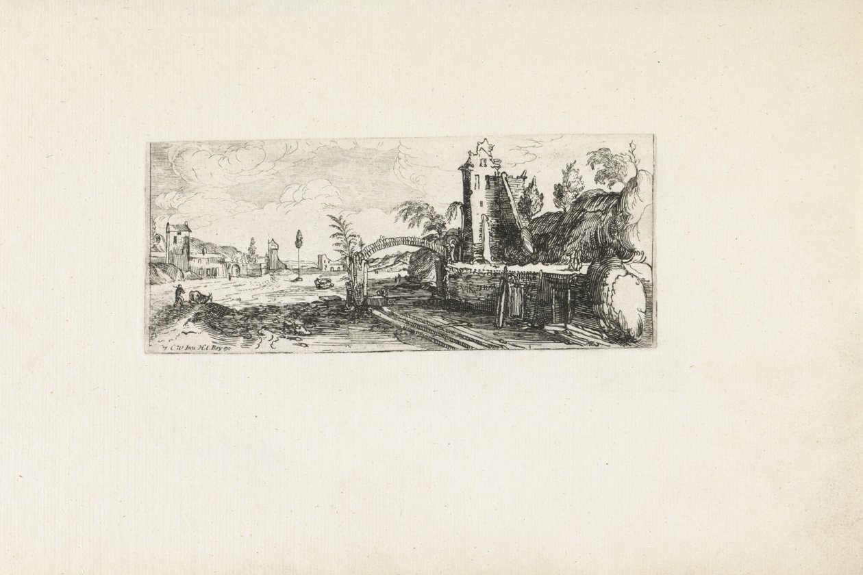Estaleiro na maré baixa Paisagens (título da série) de Cornelis Claesz van Wieringen (possibly)