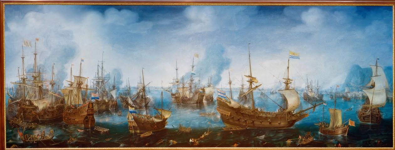 A Batalha de Gibraltar em 25 de abril de 1607 de Cornelis Claesz  van Wieringen