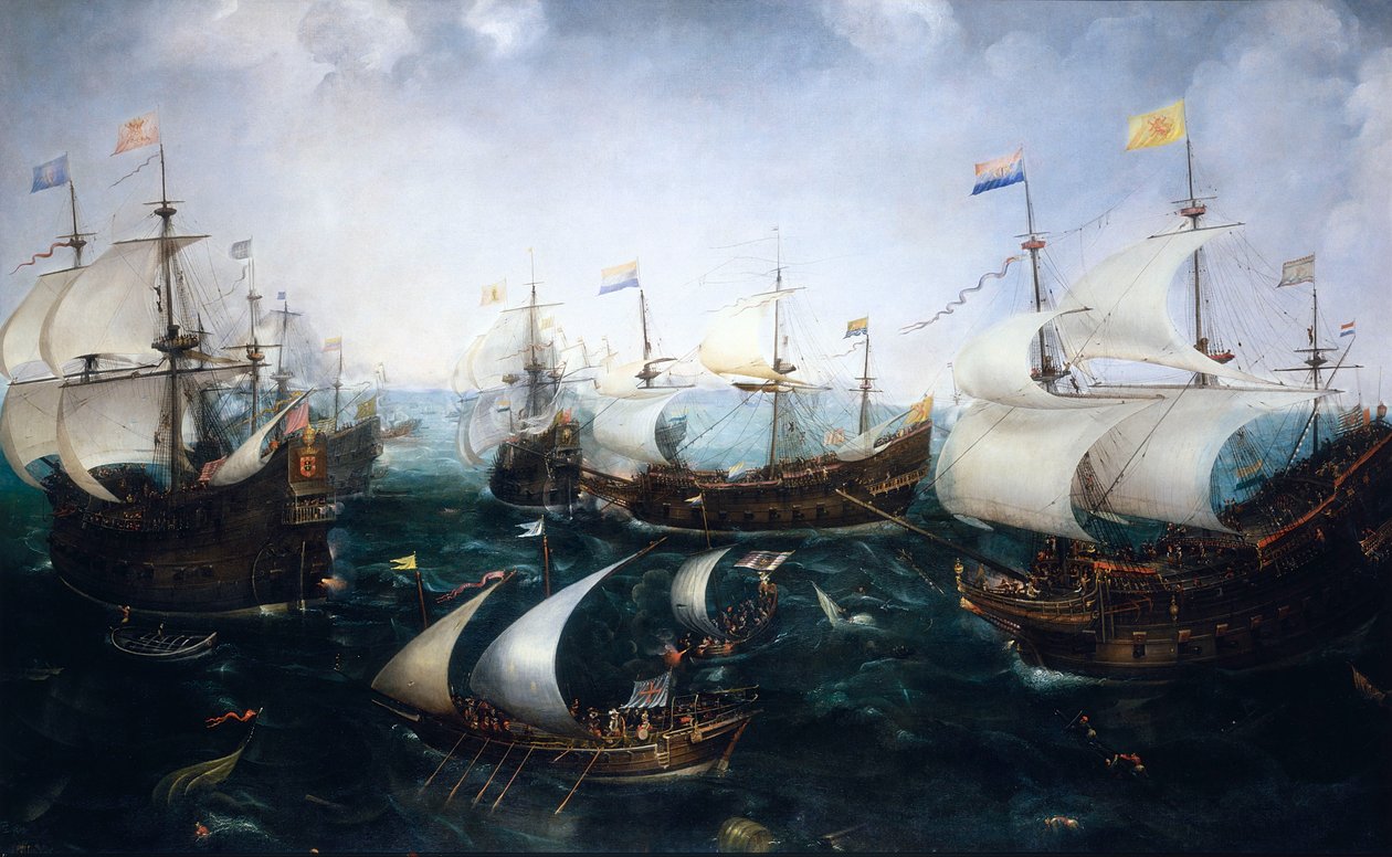 A derrota de Heemskerk contra os espanhóis em Gibraltar, 25 de abril de 1607, c.1619 (óleo sobre tela) de Cornelis Claesz  van Wieringen