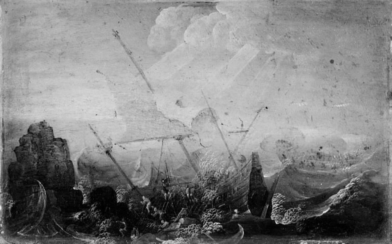 Naufrágio contra uma rocha de Cornelis Claesz  van Wieringen