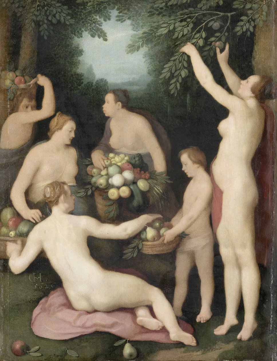 Pomona Recebendo a Colheita de Frutas de Cornelis Cornelisz. van Haarlem