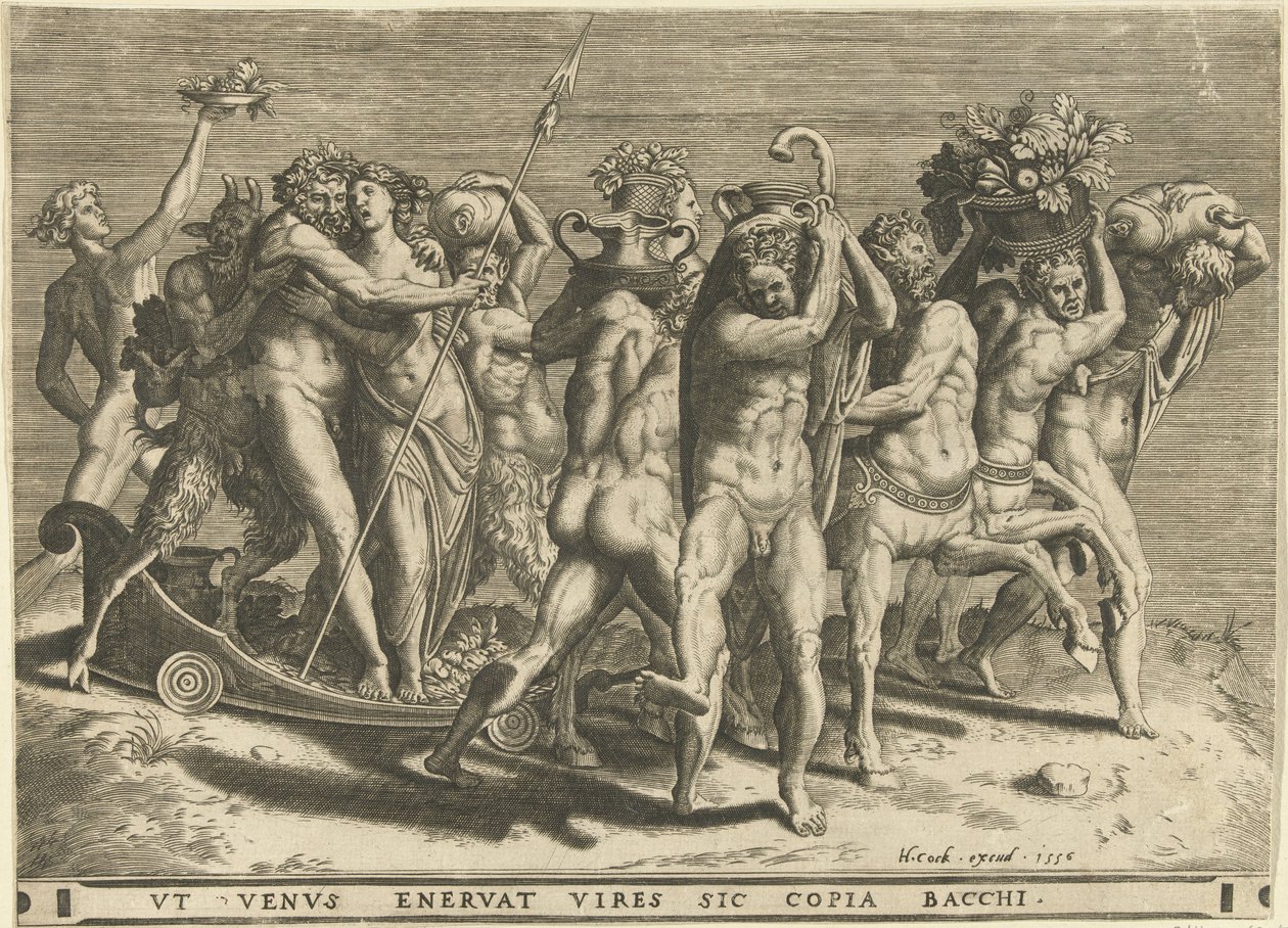 Baco e Vénus numa carruagem puxada por centauros de Cornelis Cort (rejected attribution)