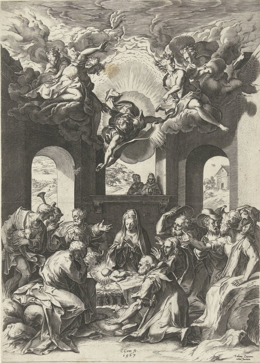 Adoração dos pastores de Cornelis Cort