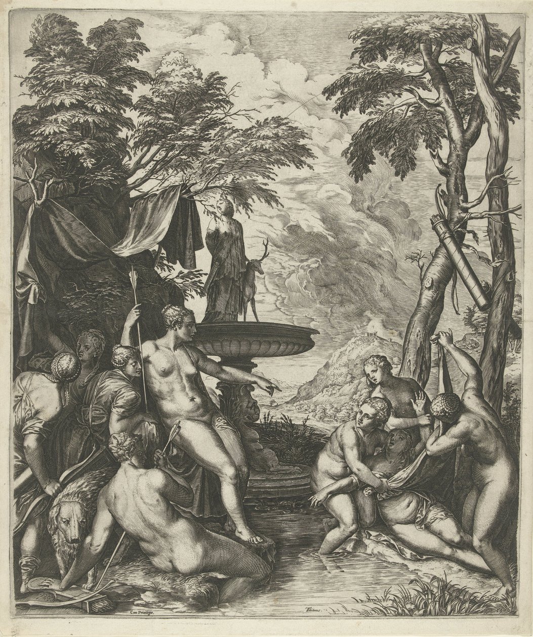 Diana descobre a gravidez de Callisto de Cornelis Cort