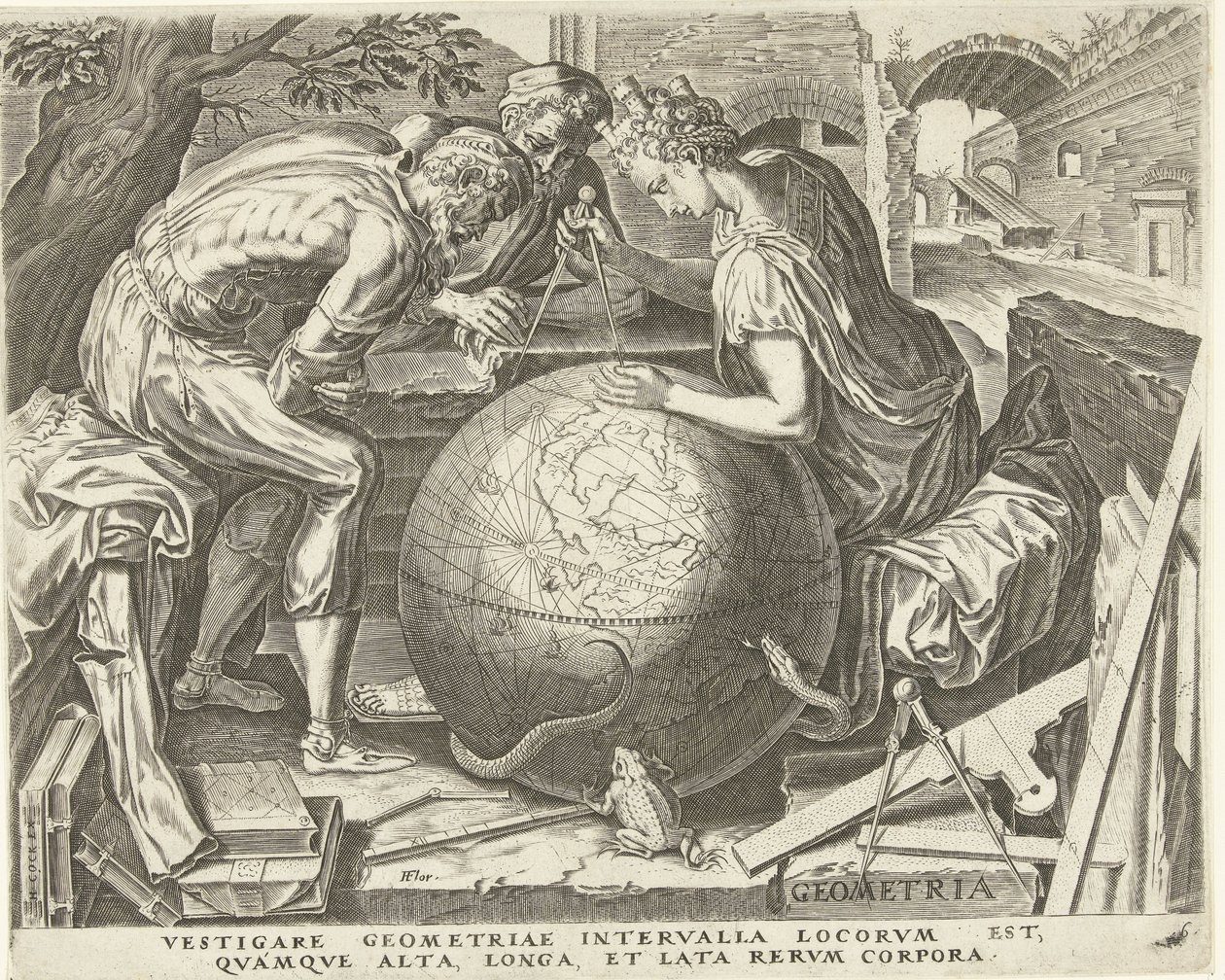 Geometria (Geometria) As Sete Artes Liberais (Artes Liberales) (título da série) de Cornelis Cort