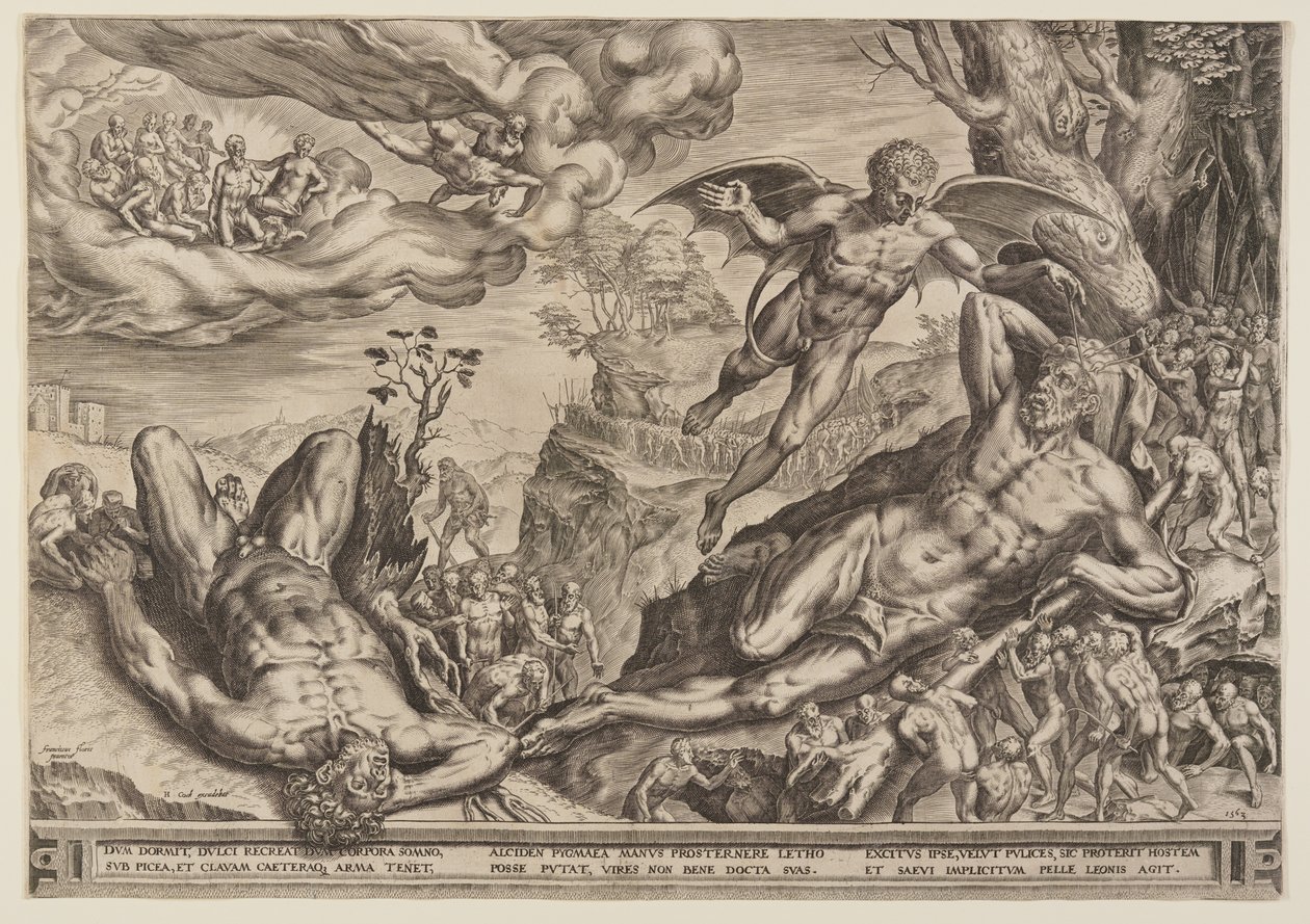 Hércules sitiado por pigmeus de Cornelis Cort