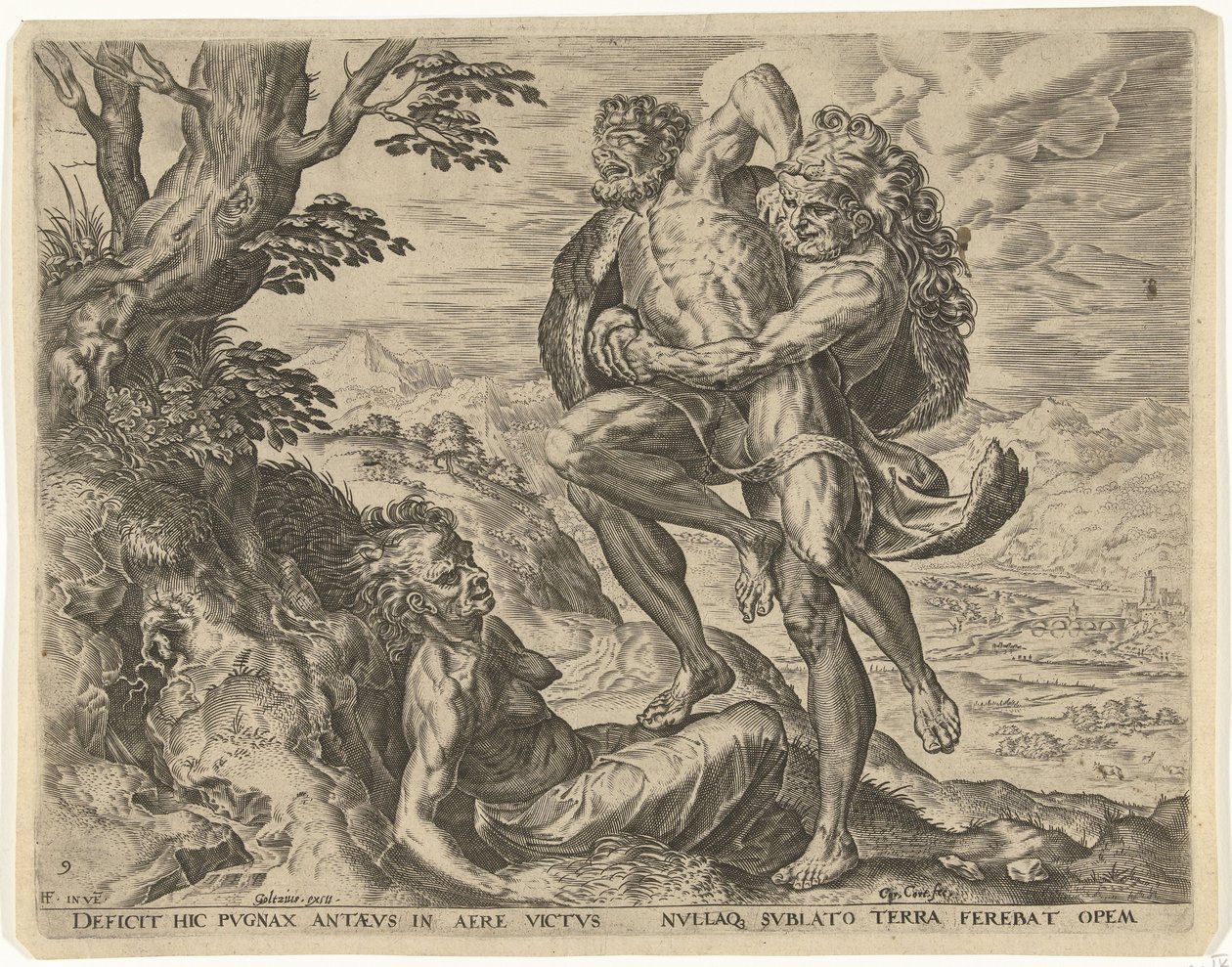 Hércules luta com Antaeus
Obras de Hércules (título da série) de Cornelis Cort